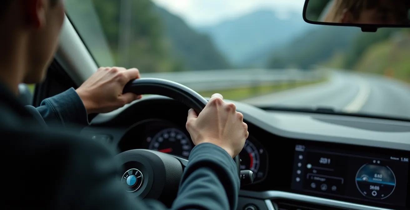 Symbolische Darstellung der ABS-Funktionsweise und korrekten Bremsreaktion