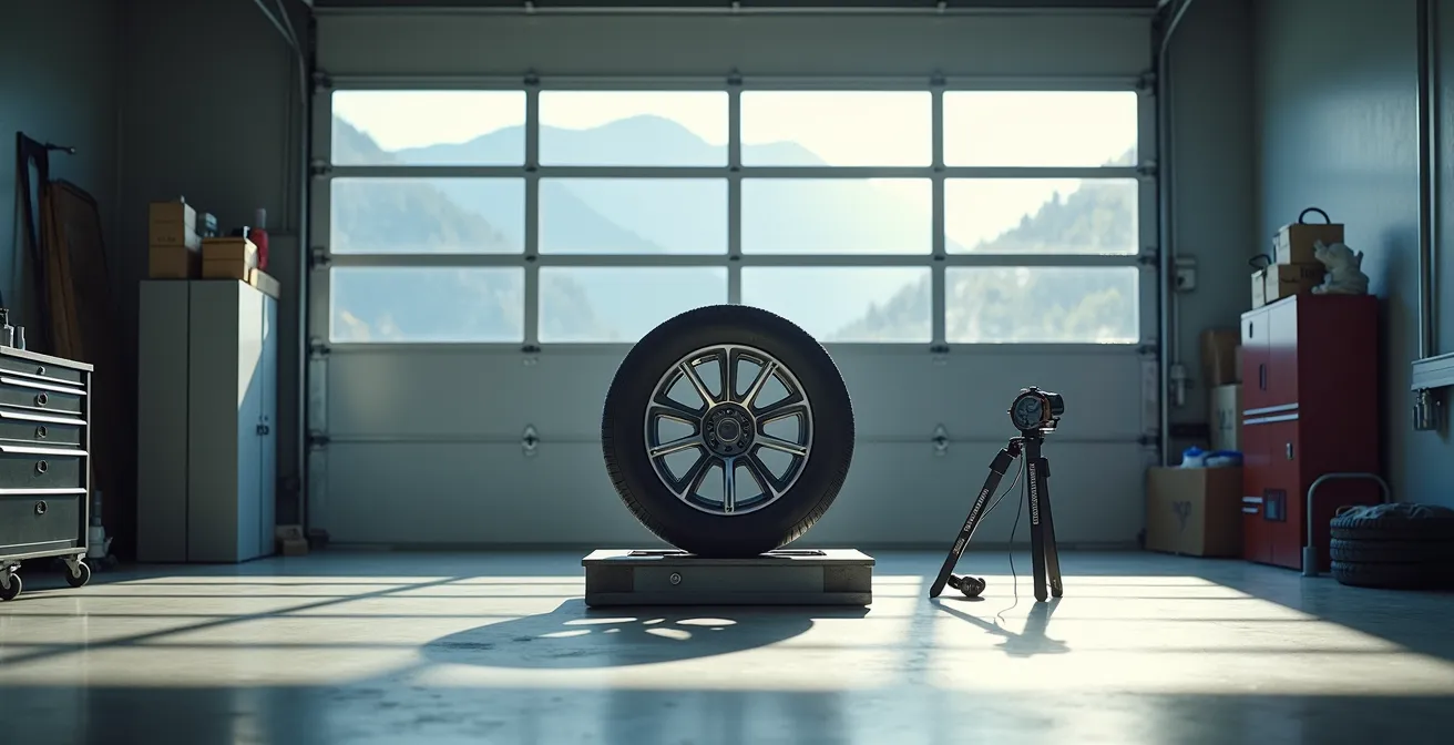 Detailprüfung gebrauchter High-End-Felgen auf Haarrisse und Authentizität