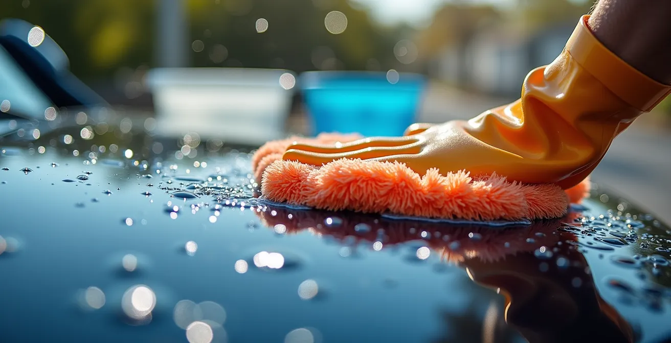 Professionelle Zwei-Eimer-Methode bei der Fahrzeughandwäsche