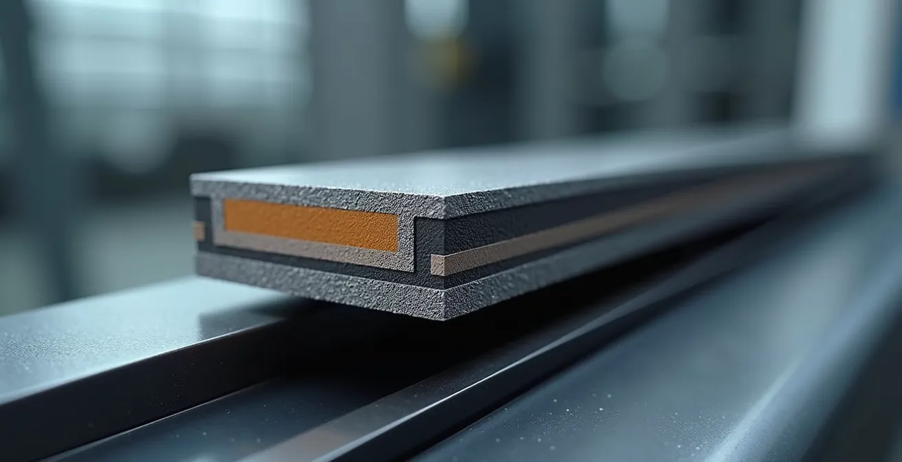 Detailansicht verschiedener Stahlsorten in einer modernen Fahrzeugkarosserie