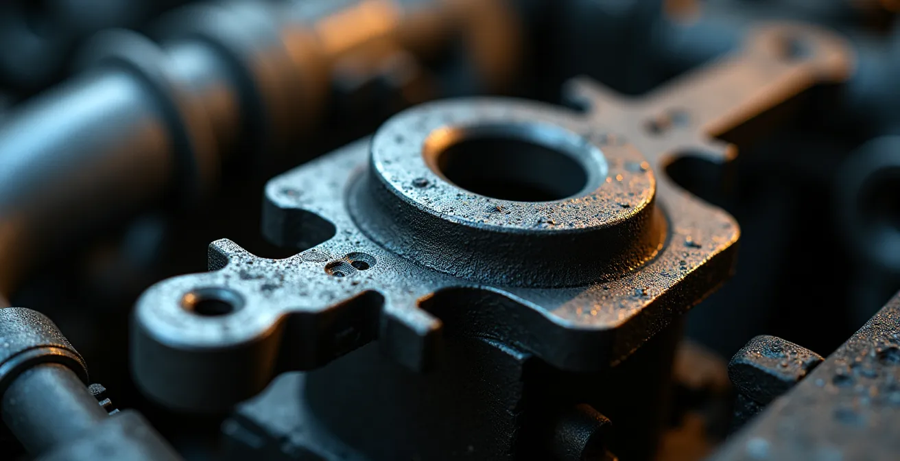 Detailaufnahme von Motorkomponenten mit sichtbaren Verschleissspuren zur Diagnose