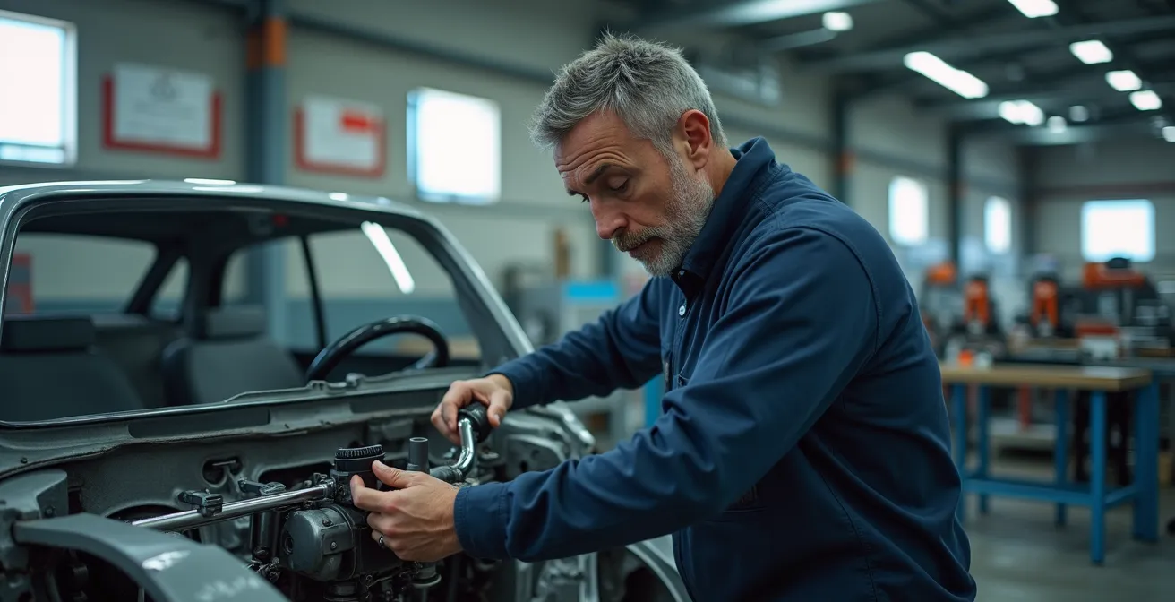 Moderne Schweizer Karosseriewerkstatt mit Spezialwerkzeugen für hochfeste Stähle